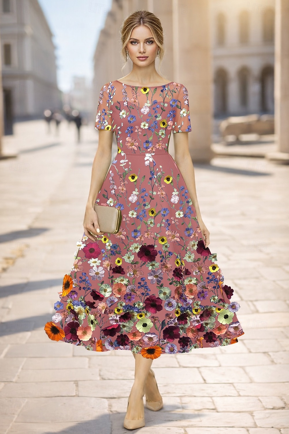 А-силуэт До щиколотки Ниже колена коктейльные платья Элегантный стиль С цветами С короткими рукавами Вырез лодочкой Свадьба Официальные Кружева с Вышивка Аппликации 2026 - $185.99 –P6