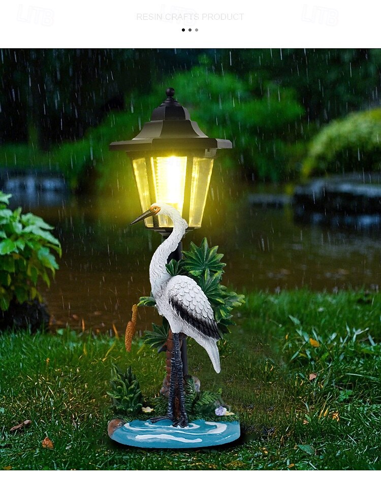 1 flamingo solar à prova d'água para uso externo &Luminária de resina em forma de guindaste, decoração para jardim, quintal, gramado e caminho, estátua de animal solar para iluminação paisagística, de 2026 por $34.99 –P1