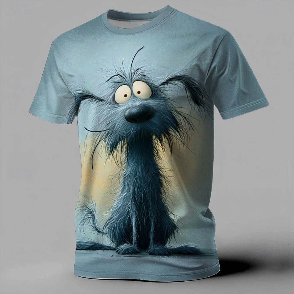 Maglietta da uomo estiva con stampa digitale 3D, a maniche corte, con cane dai capelli spettinati e occhi grandi, divertente, con animali, abbigliamento s m l xl xxl xxxl del 2026 a $21.99 –P3