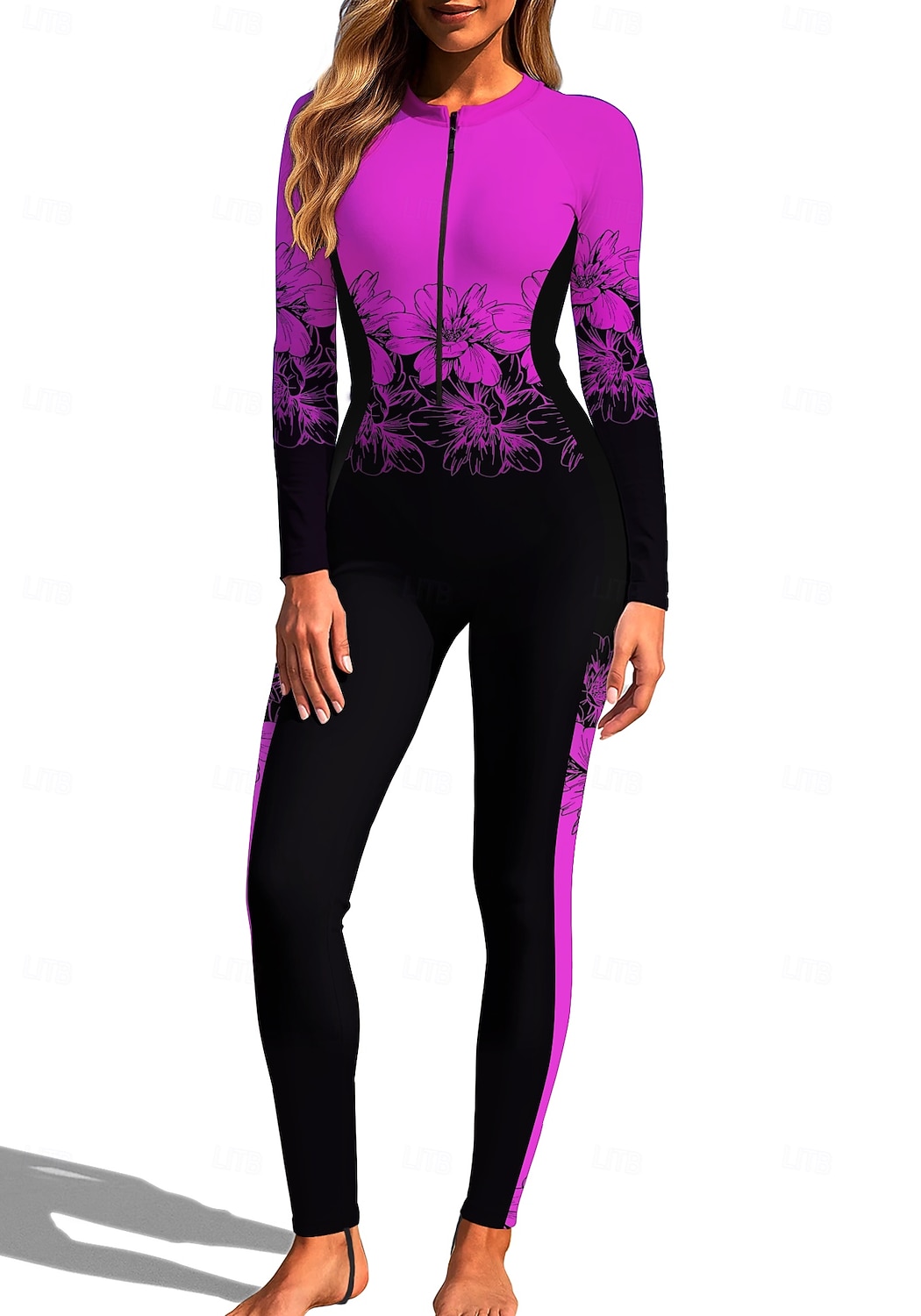 2026年 女性用 レギュラー ラッシュガード フルボディラッシュガード ワンピースサーフィンスーツ 花 トロピカル風 カラーブロッキング ジッパーを閉める 内蔵ブラ付き フロントファスナー UVサンプロテクション フルカップ UPF50+ 長袖 フルボディー スイムウェア ボディスーツ サーフィン カヌー ビーチ 夏  コレクション – $49.99 –P10