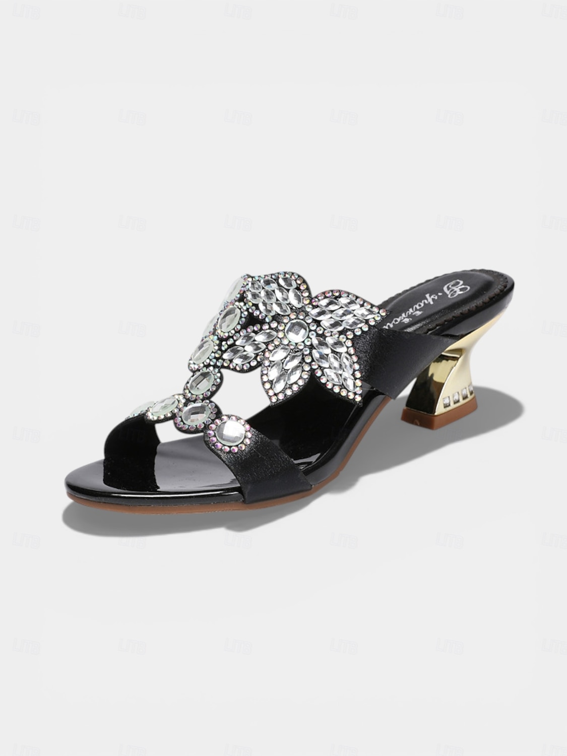 mules da donna con tacco a blocco blu navy decorato, eleganti scarpe da sera vintage per la madre della sposa, matrimonio rustico in un fienile del 2026 a $59.99 –P6