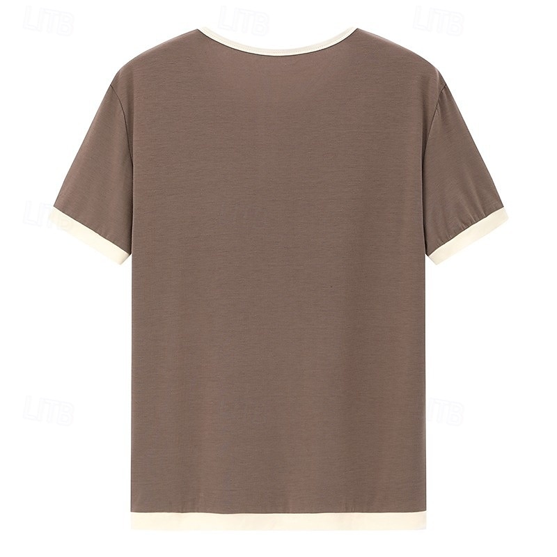 Heren T-shirt Henley-shirt T-shirts Shirt met korte mouwen Korte mouw Henley Zomer Lente Lente zomer Kleurenblok Effen Modieus Ontwerper Basic Zak Vakantie Straat Uitgaan Zwart Blauw Blozend Roze Top 2026 - $21.99 –P8