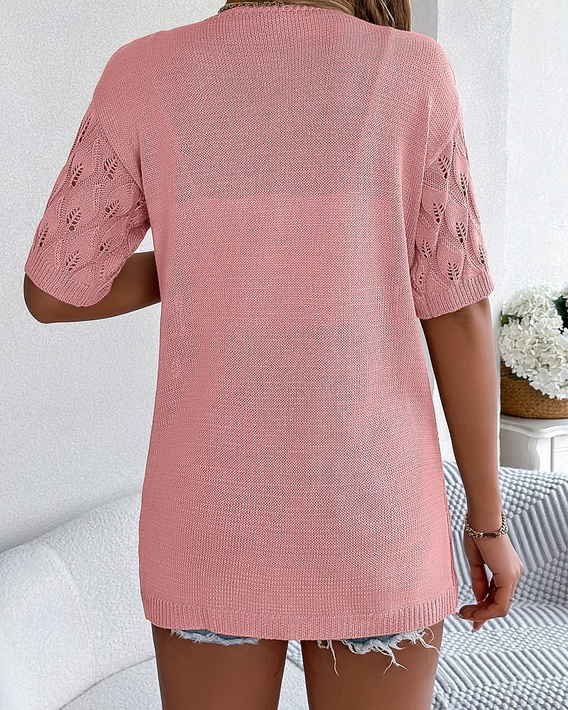 Per donna Tunica Top estivi Blusa Top traforato Traforato Semplice Elegante Classico Moderno Manica Corta Top lunghi Quotidiano Ferie Uscire Bianco Rosa Cachi Estate Primavera del 2026 a $34.99 –P16