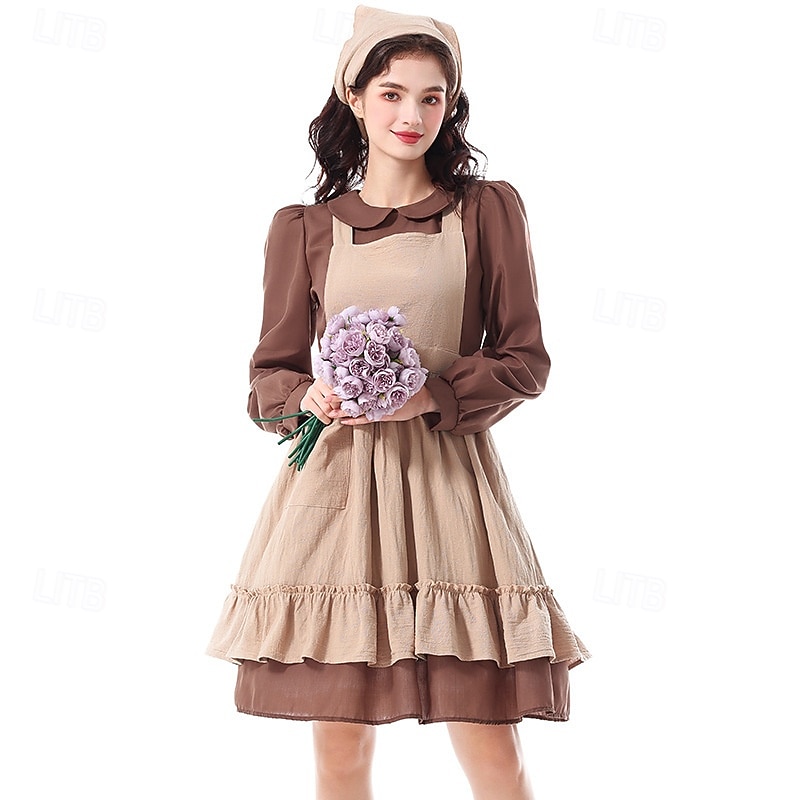 250º Aniversario de EE. UU. Siglo 19 década de 1800 Vestido de la pradera Conjunto de gorro y delantal Larga Chica pionera Colonial Pionero Guerra Revolucionaria Disfraz Mujer Víspera de Todos los 2026 - $46.99 –P1