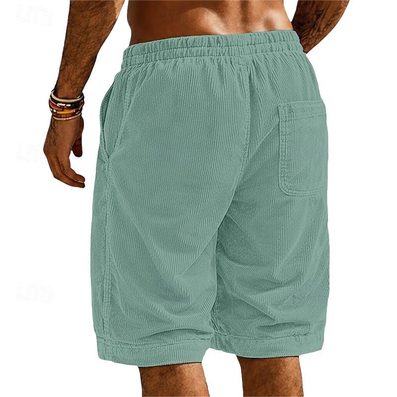 Per uomo Shorts Pantaloncini casual Pantaloncini di velluto a coste Pantaloncini strutturati Tasca Elastico in vita Tinta unica Semplice Comodità Traspirante Lunghezza al ginocchio Casuale All'aperto del 2026 a $9.49 –P7