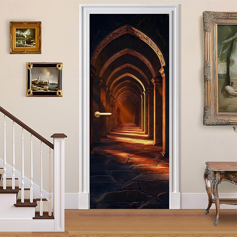 3D-dørmaleri menneskefigur skulptur kunst dørklistremerke optisk illusjon veggklistremerke avtakbar vinylfolie for hjemmekontordekor 2026 - $17.99 –P4