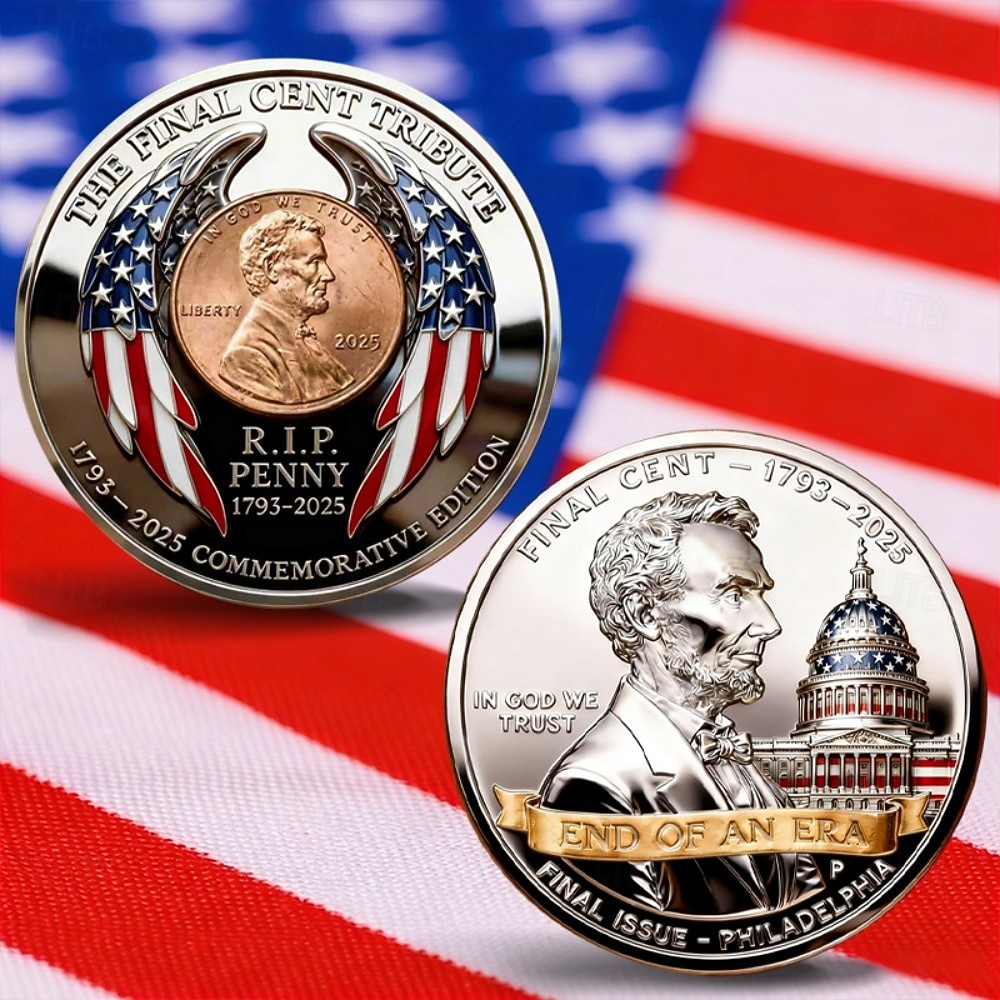O último centavo 1793–2025 · Fim de uma era · Moeda comemorativa de metal Lincoln · Moeda memorial do último centavo 1909–2025 · Último centavo Lincoln · Ficha comemorativa, tributo histórico de de 2026 por $19.99 –P1