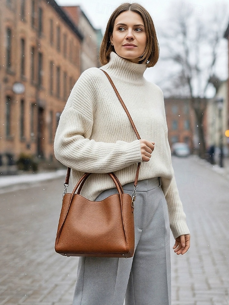 Handväska i konstläder för kvinnor – flerfärgade alternativ, mångsidiga axel- och crossbody-modeller, trendig och hållbar för både vardagliga och semiformella tillfällen 2026 - $26.99 –P2