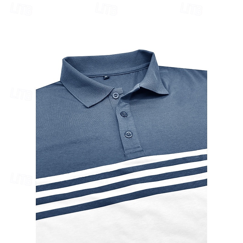 Hombre Polo de algodón Camiseta de golf Casual Negocio Cuello polo acanalado Manga Larga Moda Color sólido A Rayas Botones Primavera Primavera & Otoño Ajuste regular Negro Vino Azul Marino Marrón 2026 - $24.99 –P4
