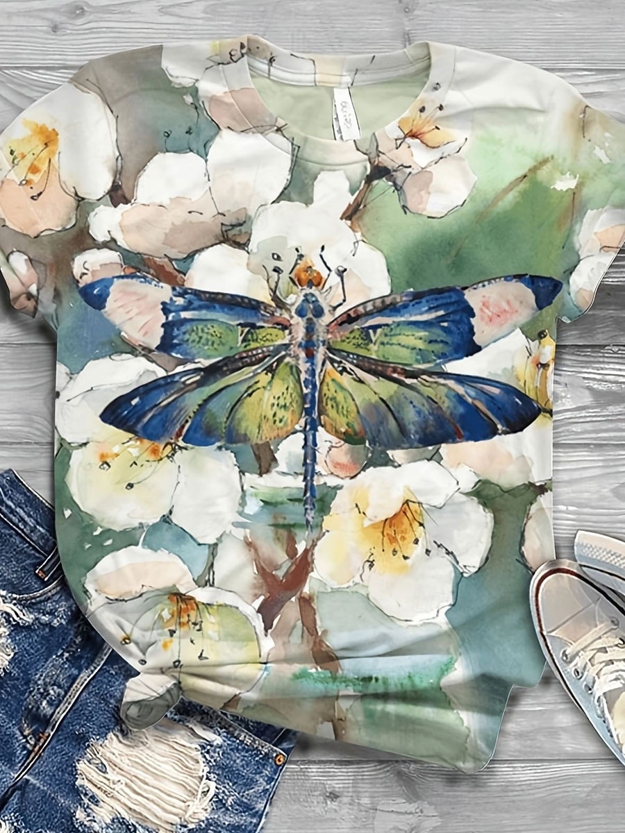 Femmes T-shirt Imprimé Fleuri Graphique Animal ancien Élégant Classique Manche Courte Col ras du cou Hauts Réguliers Quotidien Week-end Bleu Jaune Rose Claire Vert Beige Été Printemps Automne Hiver de 2026 ? $22.99 –P1