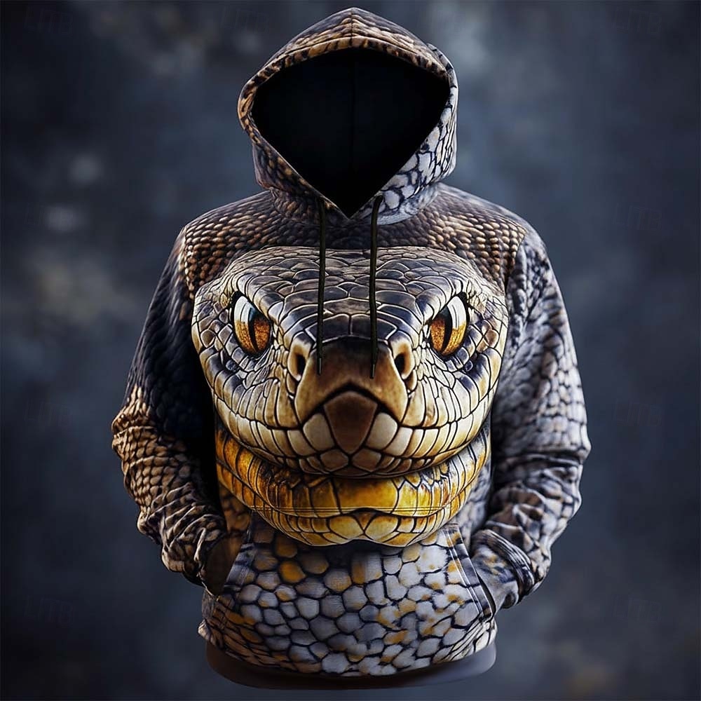 3D Realistic Teal Green Snake Head Hoodie Mens All Over Print Sweatshirt Orange Eyes Scale Texture Pullover Clothing Apparel S M L XL XXL XXXL 2026 - E£1565.75 –P2