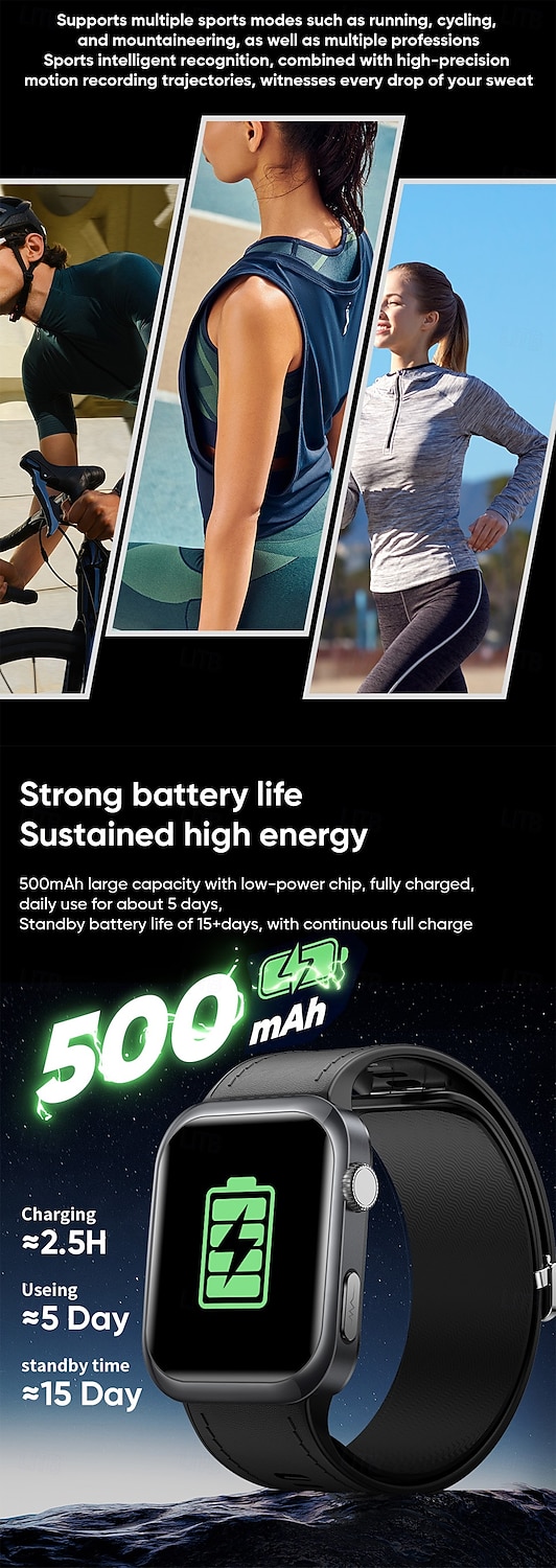 iMosi MT115 Orologio intelligente 1.96 pollice Orologio da Corsa Fitness Smartwatch Bluetooth Contapassi Promemoria chiamata Localizzatore di attività Compatibile con Android iOS Da donna Chiamate in del 2026 a $165.99 –P6