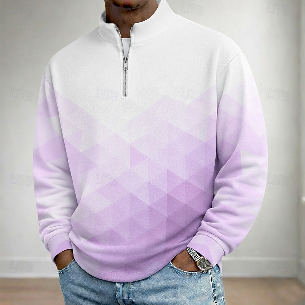 Ανδρικά Βαθμίδα Γεωμτερικό Πόλο Μακρυμάνικο Όρθιος γιακάς Καθημερινό Ένδυση γυμναστικής και άθλησης Διακοπές Ένδυση γυμναστικής και άθλησης Καθημερινά 3D εκτύπωση Άνοιξη Φθινόπωρο 2026 - $22.99 –P3