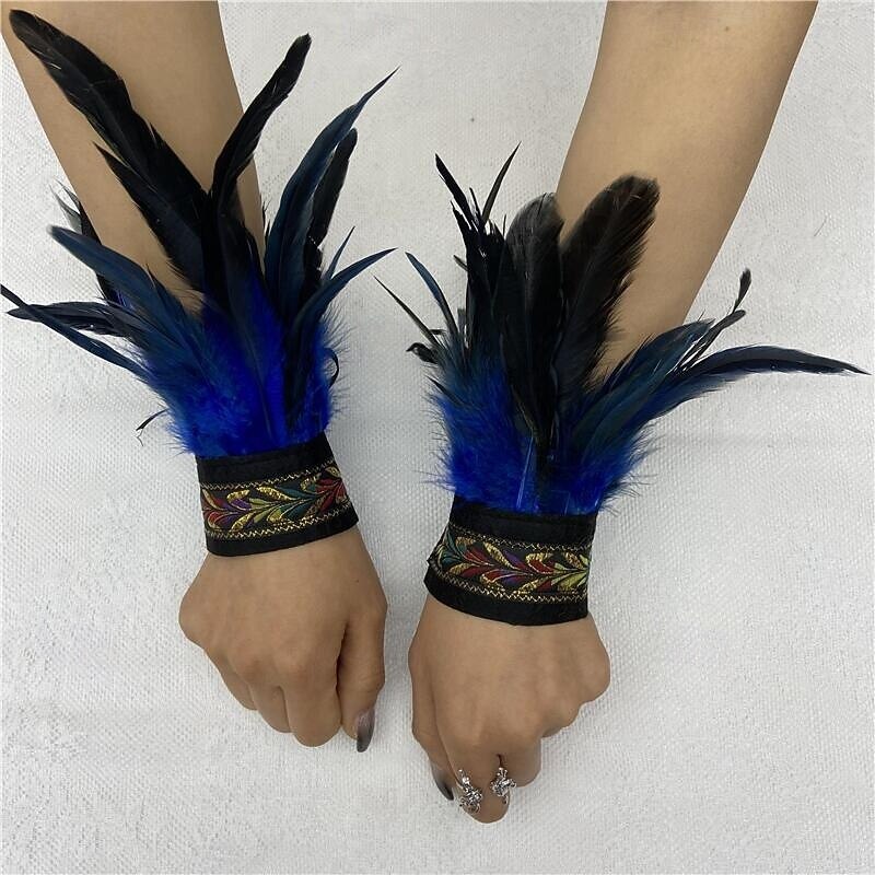 Carnival 2026 תחפושות סאמבה של קרנבל ריו אביזרי נשים צמידי פרווה שחורים עם רצועת רקמה וינטאג' תחפושת להופעות פסטיבל בברזיל 2026 - $9.99 –P16