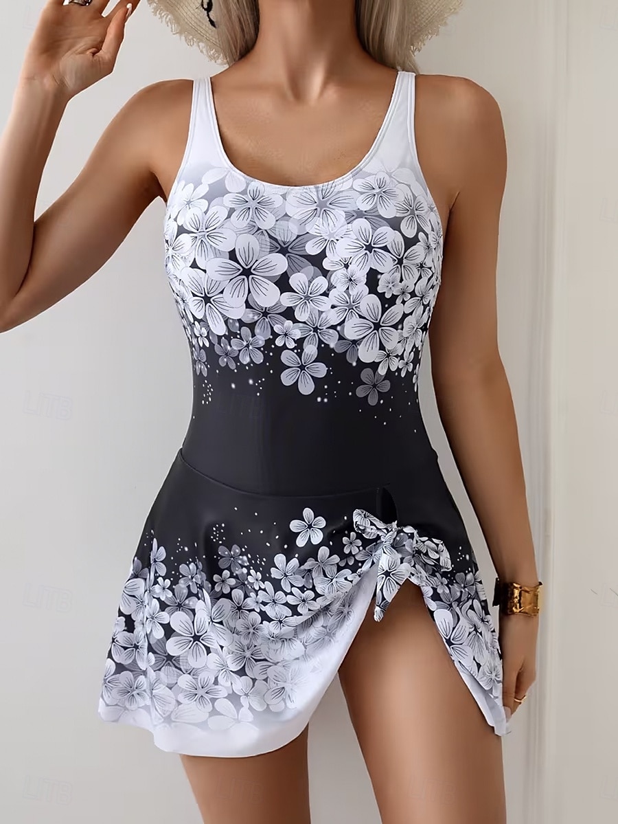 نسائي ملابس السباحة قطعة واحدة مايوه تنورة ملابس السباحة أنيق العطلة ظل ورد سكوب بدون كم بدلة سباحة 2026 - $41.99 –P1