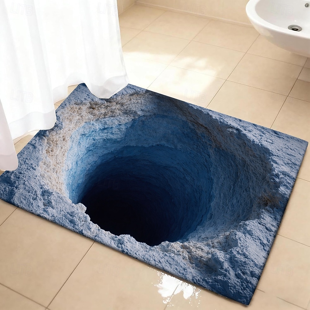 Tapis d'entrée à illusion d'optique 3D, effet trou dans la glace bleu profond, impression plate 2D, style original et attrayant. de 2026 ? $18.99 –P3