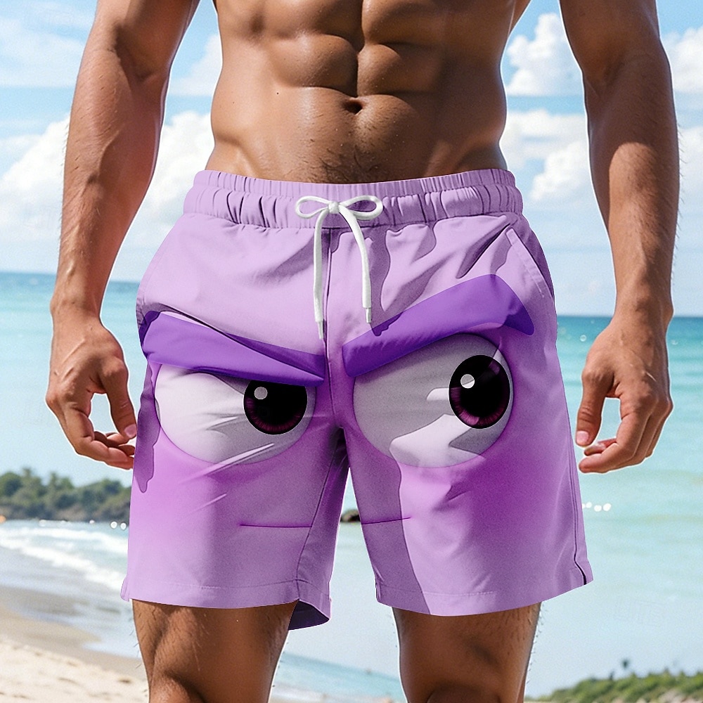 Herren Optische Täuschung 3D Zeichentrick Lächelndes Gesicht Badehosen Badeshorts Boardshorts Mittlere Taille Hawaiianisch Lustig Strandurlaub Seitentaschen Netzfutter Elastischer Kordelzug in der 2026 - $20.99 –P5