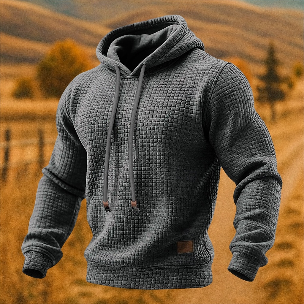 Herren Kapuzensweatshirt Waffle Kapuzensweatshirt Pullover Kapuzensweatshirt Aprikose Weinrot Schwarz Weiß Gelb Mit Kapuze Einfach Strukturiert Lässig Täglich Sport & Outdoor Streetwear Cool 2026 - $19.99 –P6