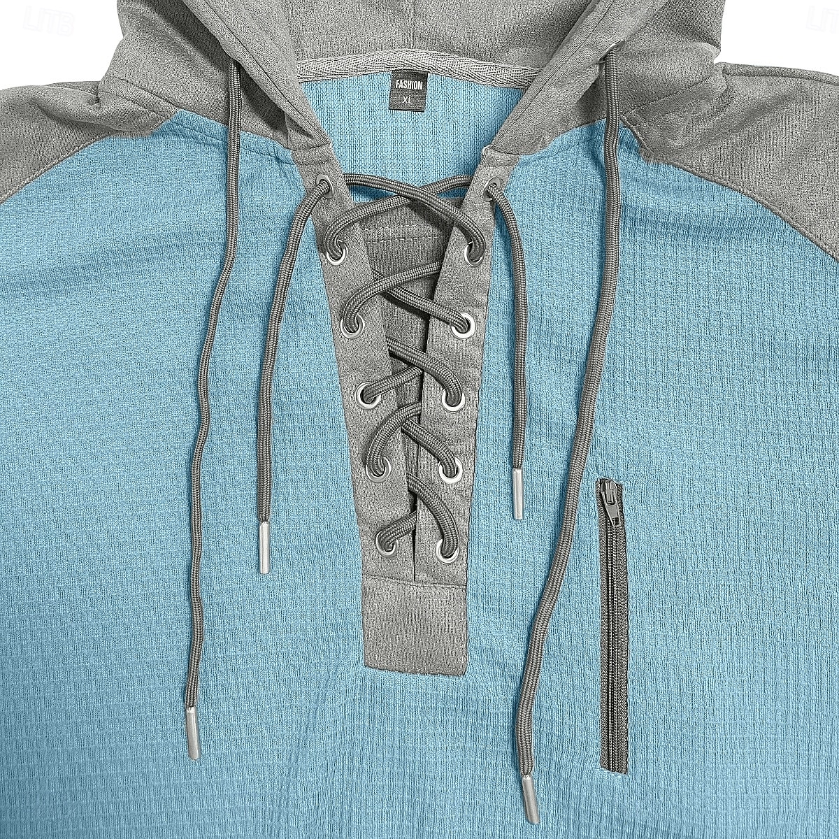 رجالي تي شيرت وافل تي شيرت وافل هينلي قميص كم طويل مع قبعة ربط الحذاء حتى الرقبة الخريف خريف & شتاء لون الصلبة محكم التقليدية / المعتقة هودي رباط فضفاض المنزل الأماكن المفتوحة أزرق فاتح أسود أبيض 2026 - $26.99 –P1