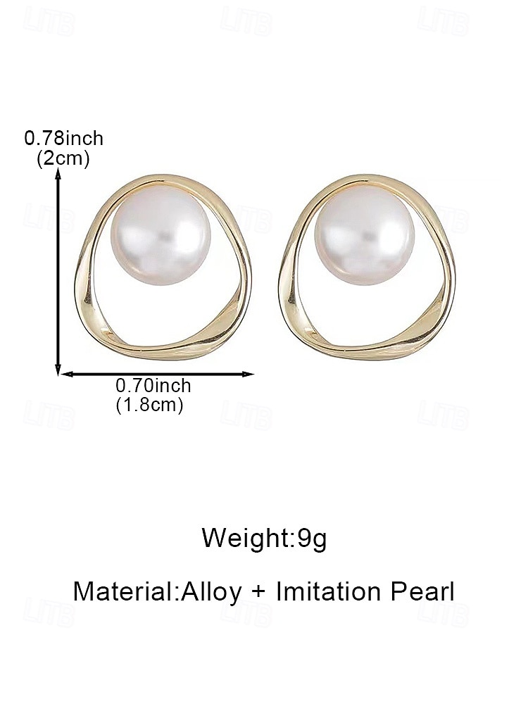 Vergulde oorbellen met imitatieparels voor dames, perfect voor bruiloften, diners en dagelijks gebruik – een elegant en chique ontwerp voor speciale gelegenheden. 2026 - $7.99 –P7