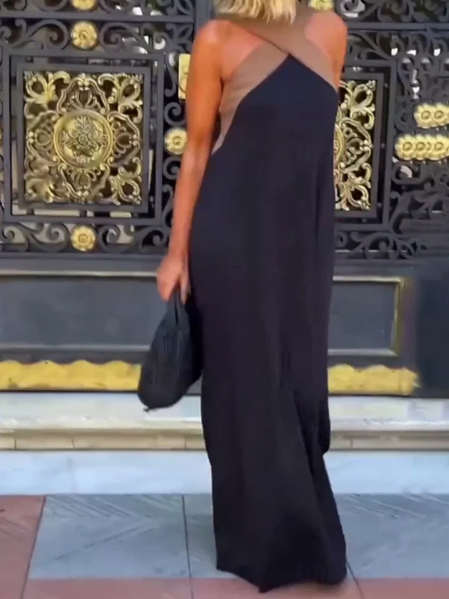 Women's Maxi Dress A Line Dress Summer Dress Halter Dress Casual Daily Loose Fit Plain Sleeveless Halter Neck Black White Red Green Summer 2026 - $33.99 –P2