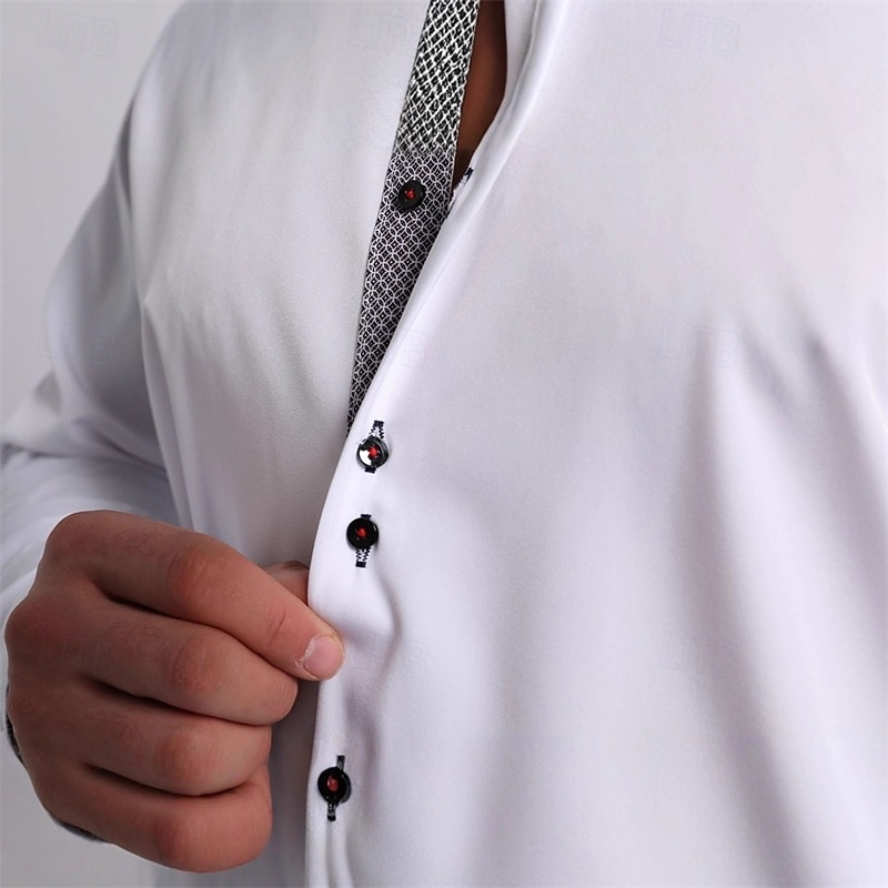 Bărbați Cămașă Cămașă de Costum Cămașă cu nasturi Bloc Culoare Zilnic Afaceri Bleumarin Manșon Lung Guler Larg Toate Sezoanele Îmbrăcăminte Peteci 2026 - $29.99 –P10