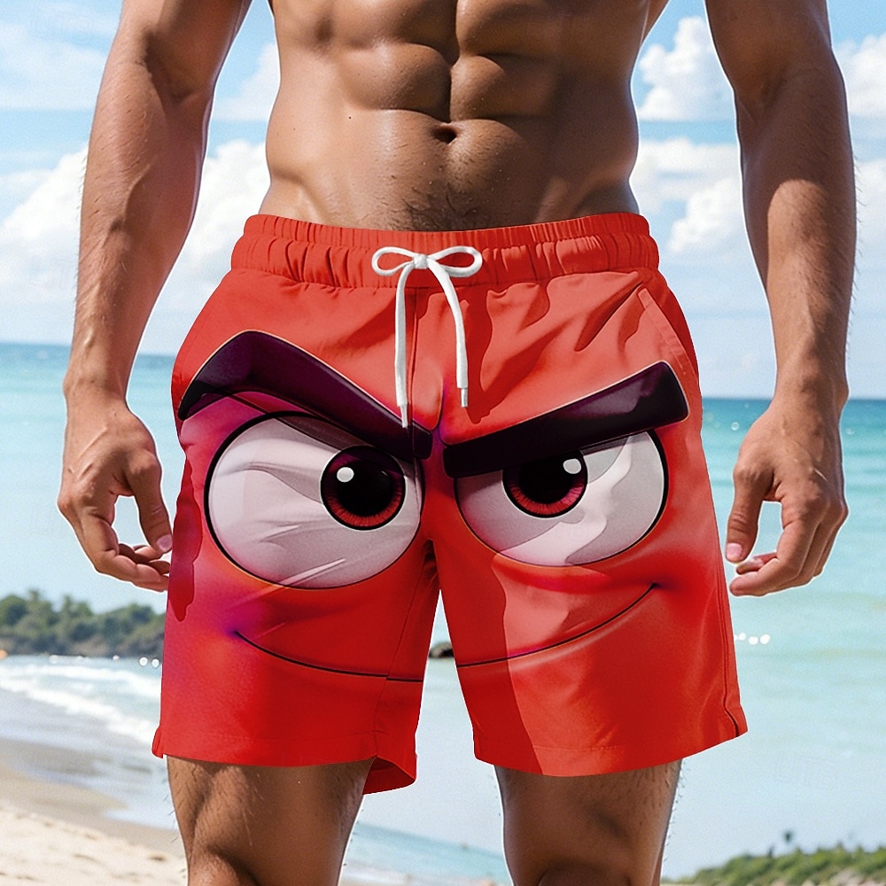 Per uomo Illusione ottica Fantasia "Cartone 3D" Faccia Sorridente Costumi da bagno Pantaloncini da mare Pantaloncini da Surf Misura del girovita medio Hawaiano Divertente Vacanza al Mare Tasche del 2026 a $20.99 –P5