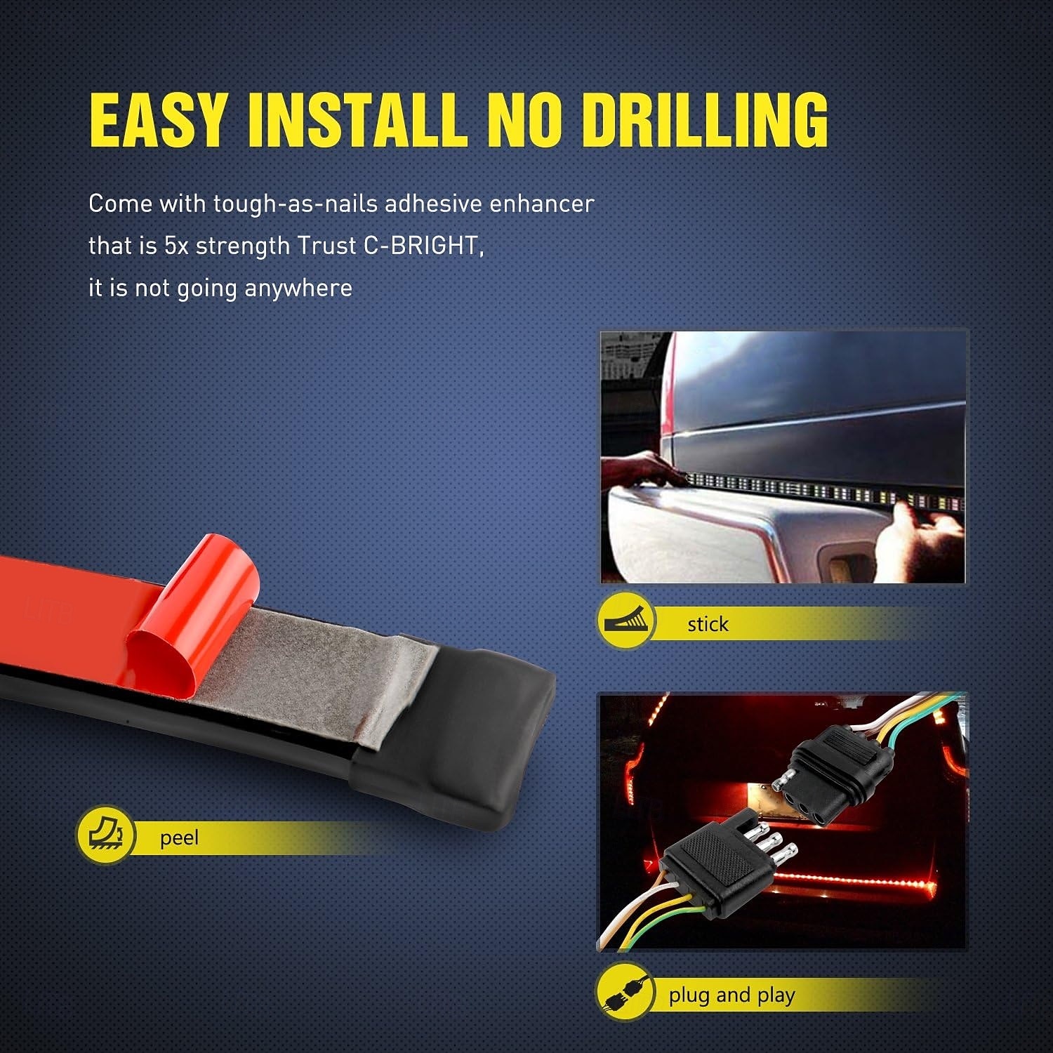 teherautó hátsó ajtó lámpája, teherautó hátsó ajtó rúdja háromsoros LED-szalag piros fékfehér hátrameneti szekvenciális borostyánsárga irányjelzőkkel, villogó fényekkel 2026 - $25.99 –P7