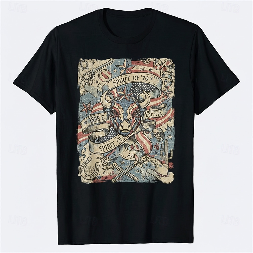 Patriotic T-shirt Graphic Tee USA Retro Vintage Patriotic T-shirt Sleeve 1776-2026 for Unisex Adults' 3D Print  for Independence Day / the Fourth of July 4th of July 2026 - $20.99 –P2