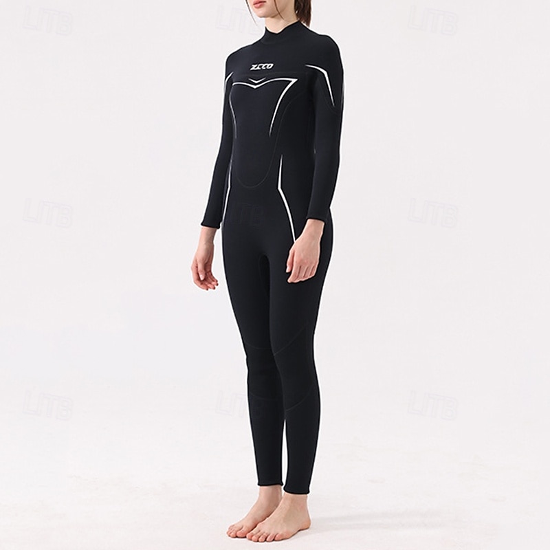 Per donna Muta in neoprene da 3 mm Tuta termica integrale Tinta unita Termico Addensato Protezione UV Manica Lunga Costume da Bagno Costume da bagno Surf Immersione Snorkeling Primavera del 2026 a $115.99 –P3