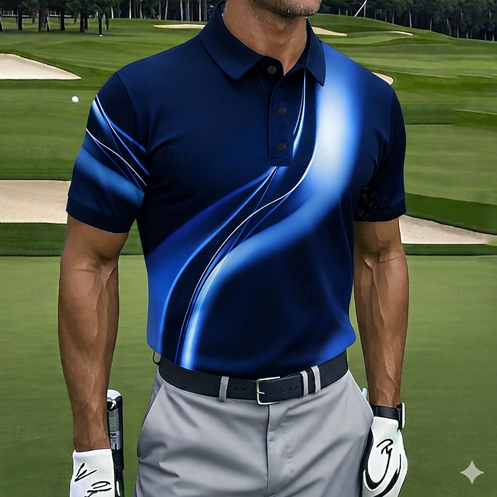 Ανδρικά Γεωμτερικό Γκολφ Αθλητικά μπλουζάκια πόλο Κοντομάνικο Μπλουζάκια πόλο Πουκάμισα με γιακά Καθημερινό Ένδυση γυμναστικής και άθλησης Κουμπιά Ανοιξη καλοκαίρι Θαλασσί Μαύρο Βυσσινί 2026 - $21.99 –P2