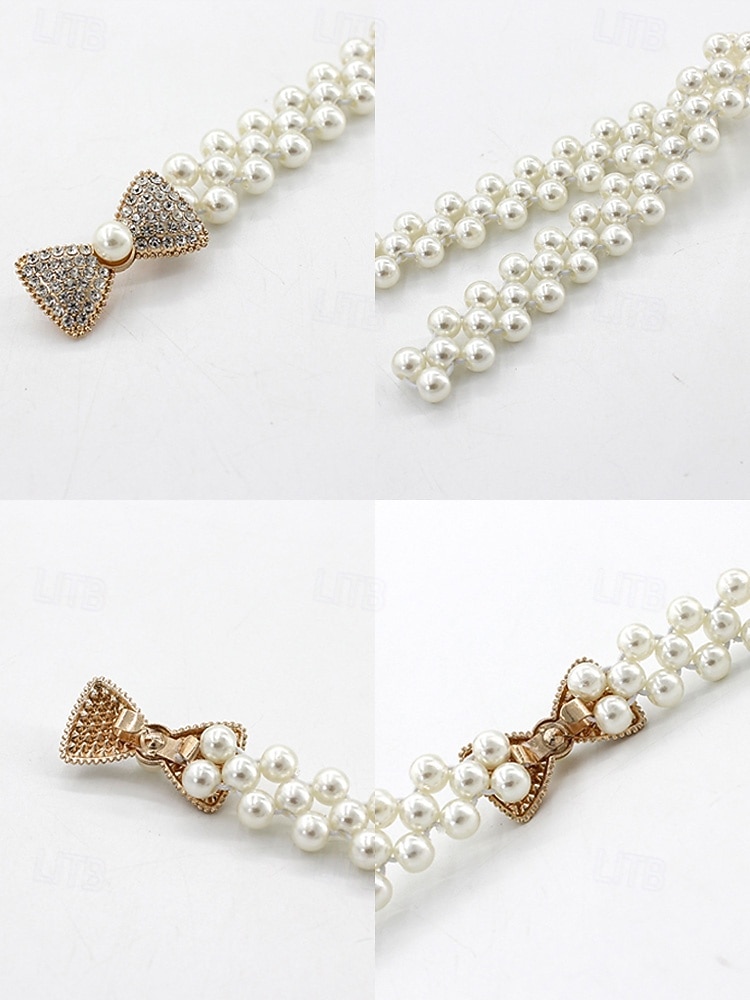 damski pasek ze sztucznych pereł i stopu, elegancki pasek ślubny i imprezowy, wiele stylów, idealny na wesela, oficjalne okazje i wieczorne przyjęcia 2026 - $11.99 –P10