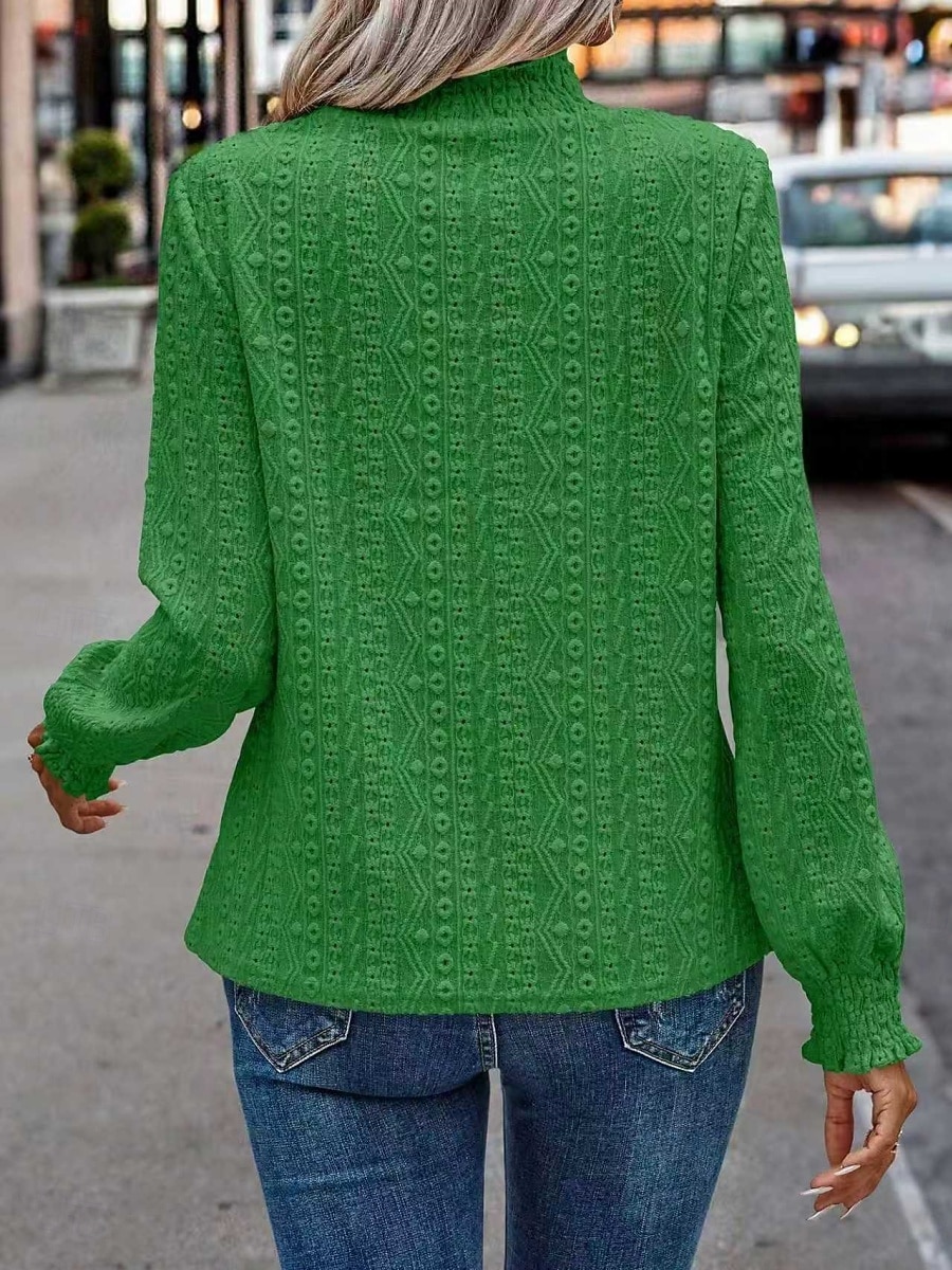 Femmes Chemise popover Chemise Décontractée Chemisier Œillet Couleur Unie Élégant Basique Occasionnel manche longue Col montant Hauts Réguliers Quotidien Extérieur Fête Bleu Violet Vert Abricot de 2026 ? $24.99 –P5