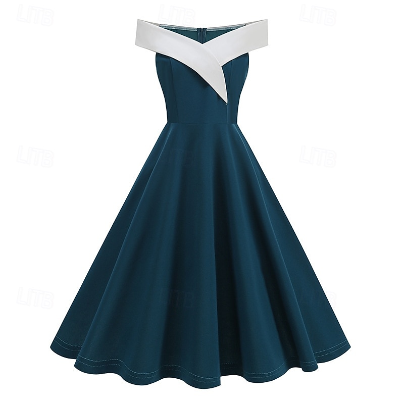 Elegant Vintage 1950s Knee Length Dress Sleeveless Audrey Hepburn Off  Shoulder High Waist A-Line V Neck Fancy Dress Women's Valentine's Day Party  Adults Adults' Dress Summer Spring Fall 2026 - 42.99