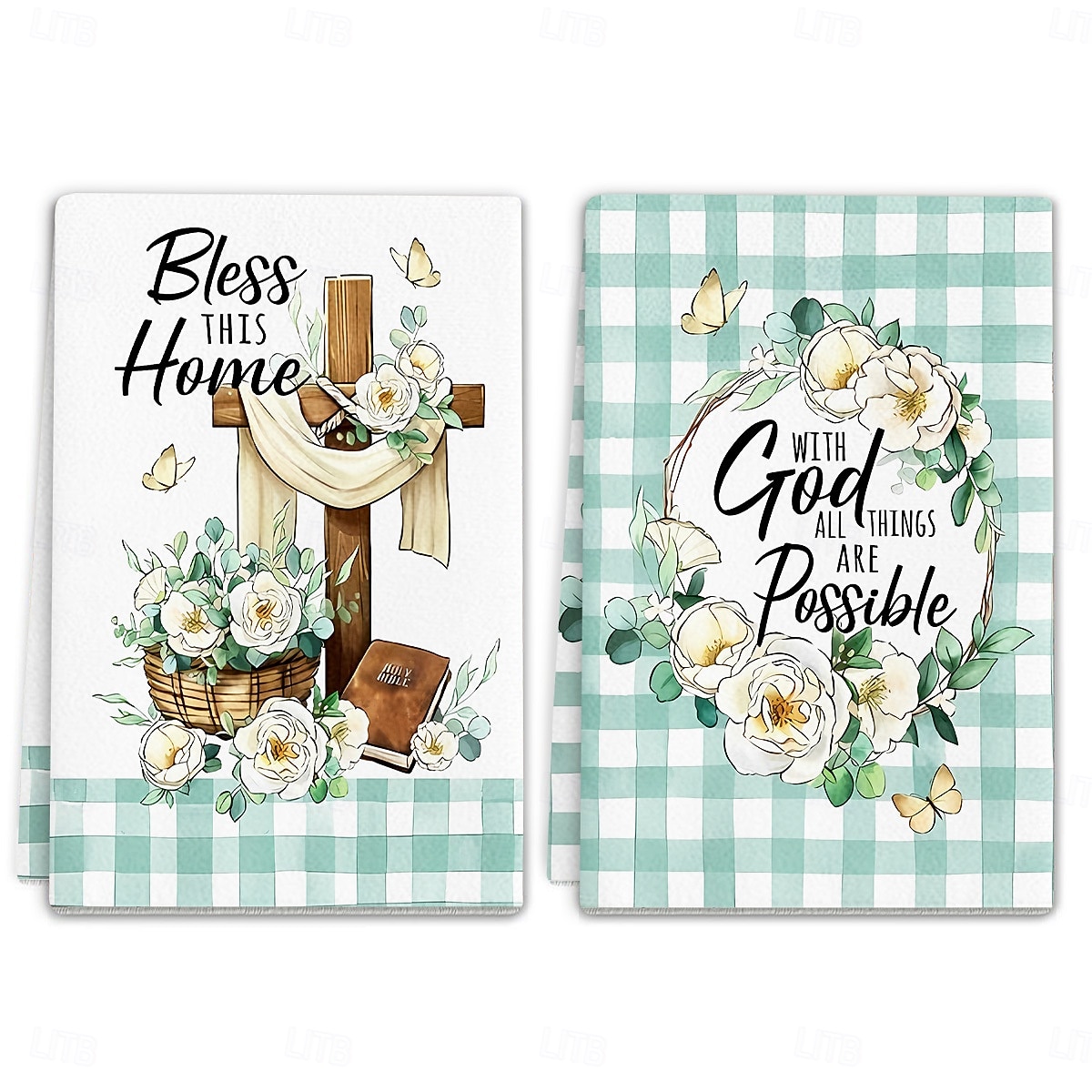 2 stk. kjøkkenhåndklær med påskehare-trykk, vaskbare vårhåndklær med påskehare &eggmønstre, moderne gårdshus rektangulære oppvaskkluter egnet for vårsesongdekorasjonsgave 2026 - $9.99 –P18