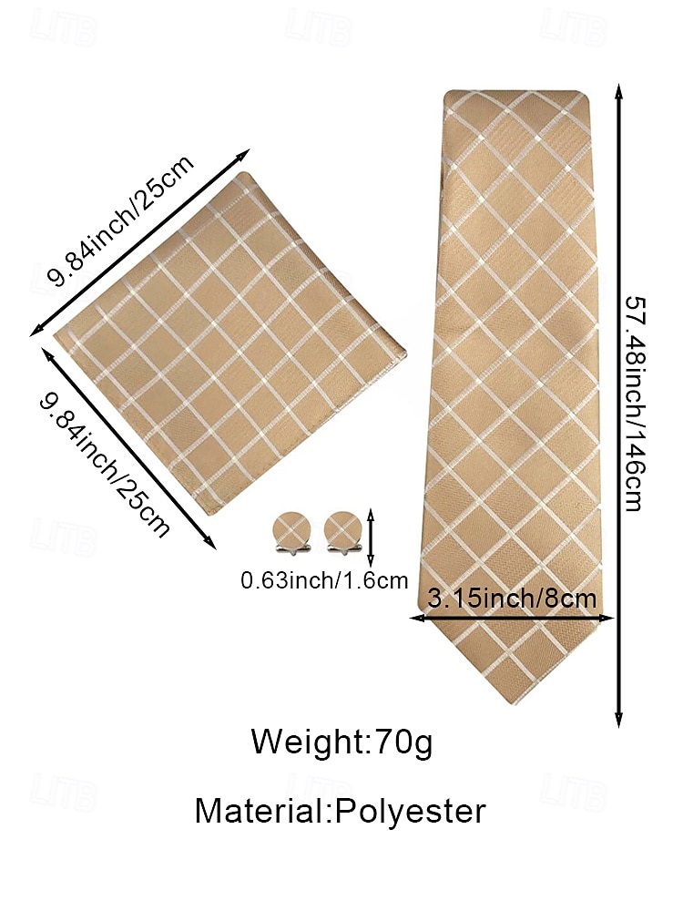 Набор мужских галстуков, нагрудных платков и запонок, полиэстер, разноцветные, для торжественных случаев, жениха, свадьбы, Дня святого Валентина, деловых мероприятий. 2026 - MXN $275.35 –P7
