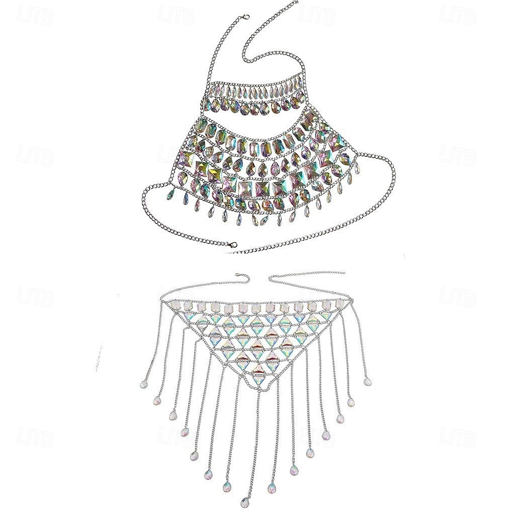 Samba Dancewear Iridescent Gem Gold Chain Belly Dance Setl Performance Costume 2026 - €46.08 –P4