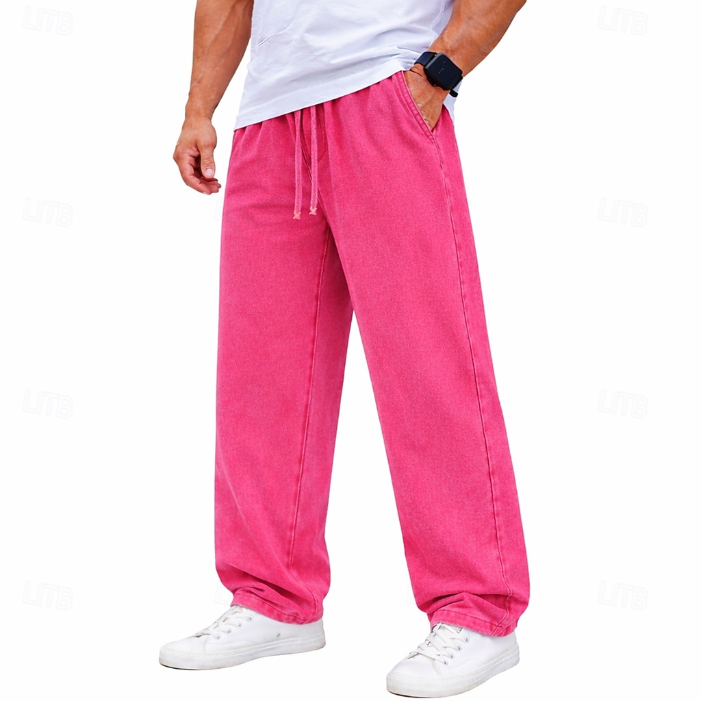 SoftFade™ Pantalons pour Hommes 100 % Coton Pantalons Amples Pantalons Décontractés Pantalons Lavés À L'Acide À Cordon Élastique Taille Droite Longueur Complète Quotidien Mode De Vacances Streetwear de 2026 ? $29.99 –P12