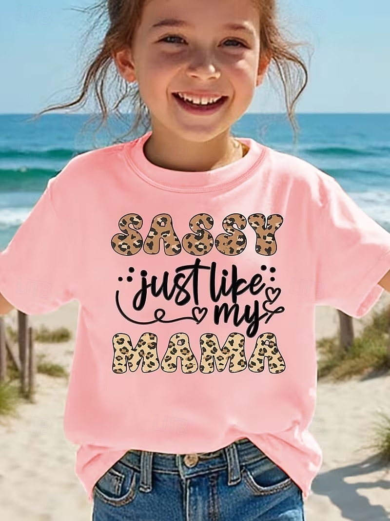Mädchen 3D Grafik Buchstabe T-Shirt Kurzarm 3D-Druck Sommer Frühling Sport Mode Streetwear Kinder 4-12 Jahre Rundhalsausschnitt Lässig Täglich Outdoor Normale Passform 2026 - $14.49 –P6