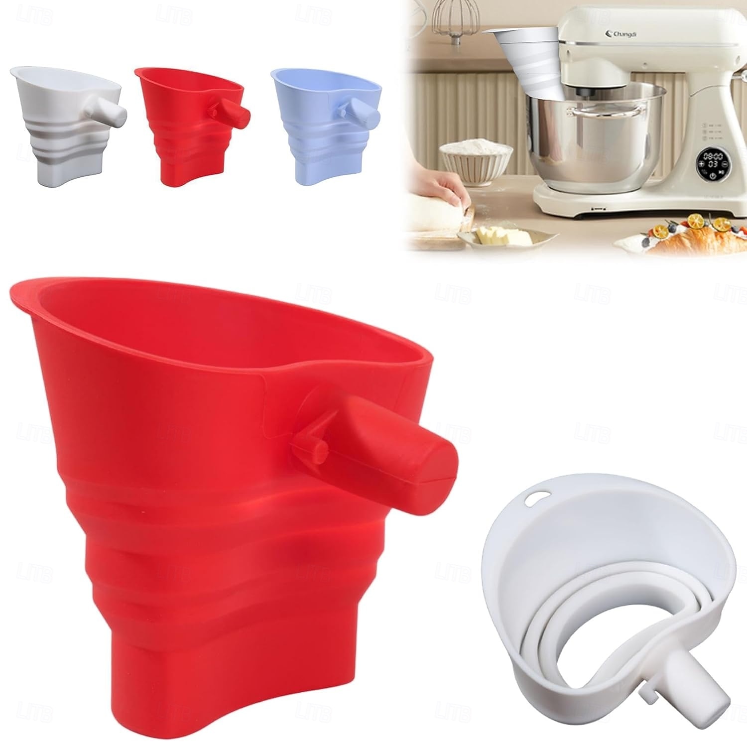 1 Pcs Mess-Free Flour Funnel for Kitchen Aid Mixer, Food-Grade Silicone Funnel, Stand Mixer Attachment for 4.5–5 Qt Tilt-Head Models, Dishwasher Safety 2026 - $22.99 –P10