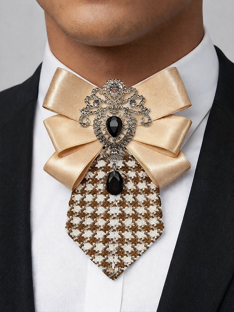 بروش ربطة عنق رجالي من البوليستر - لونان - إكسسوار أنيق لحفلات الزفاف والمناسبات بتفاصيل مزخرفة 2026 - $11.99 –P3
