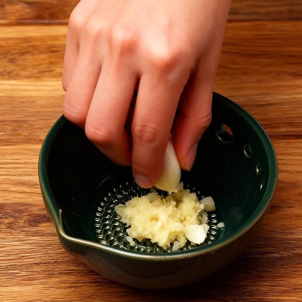 Handmade Garlic Grater Herb Bowl, 2 in 1 Pottery Herb Stripper Bowl with 5 Holes, Multi-Functional Herbs Stripping Bowls with Built-in Garlic Grater for Home Kitchen Preparation 2026 - $13.99 –P6