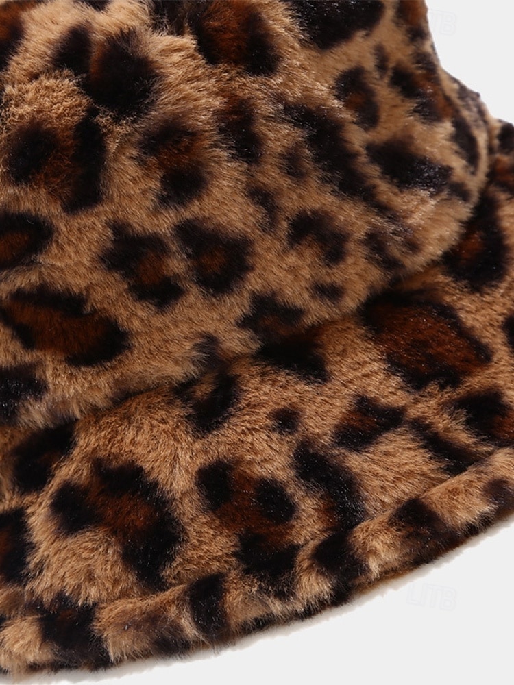 Dámská čepice s leopardím potiskem a umělou kožešinou – více barev, polyesterový materiál, moderní a pohodlná na běžné nošení i do zimy 2026 - $14.99 –P8