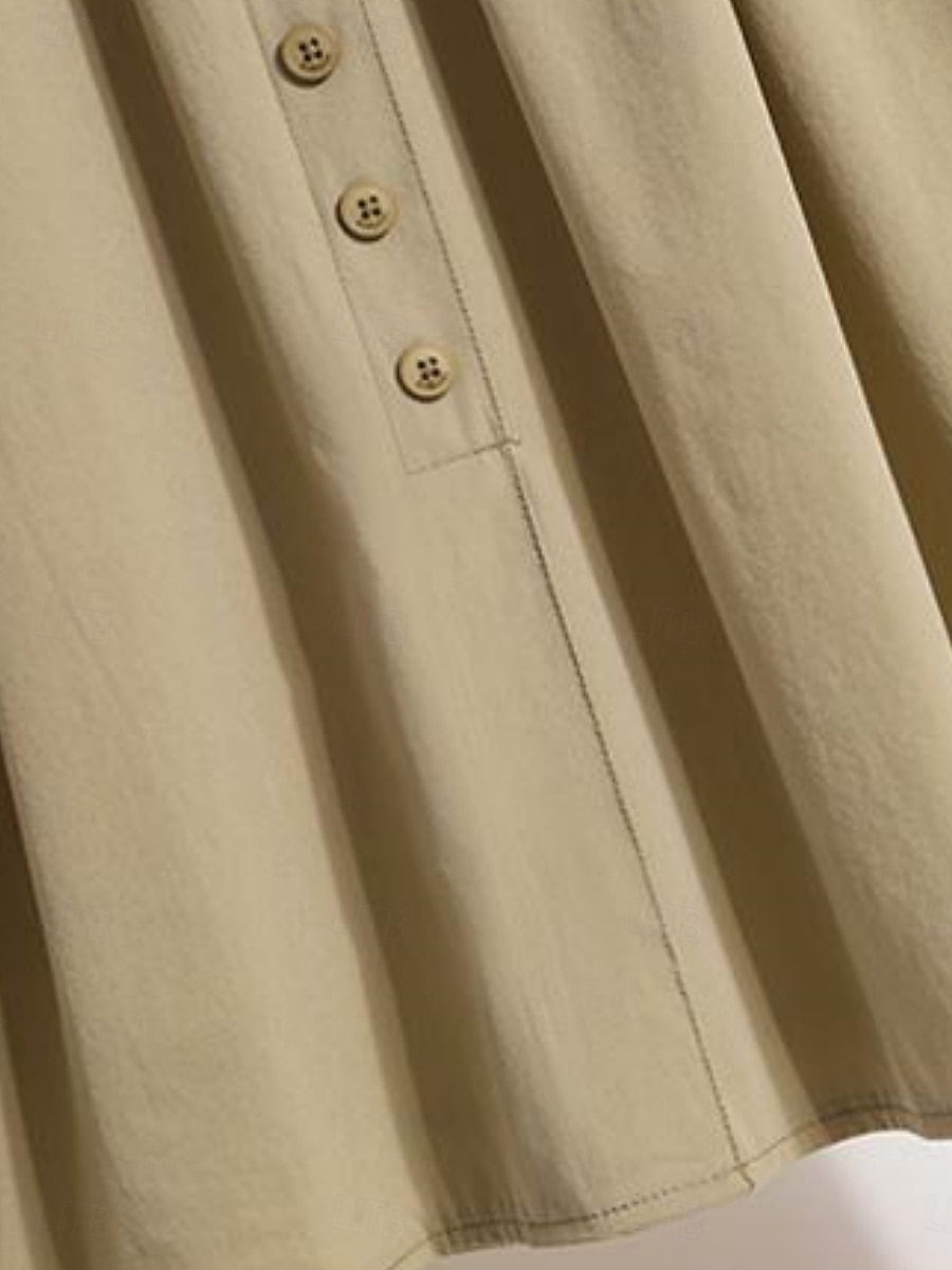 Női Divat Alkalmi Midi Magas derék Szoknyák Sima Zseb Nyúlós Napi Utca Fekete Khakizöld Tavasz Poliészter 2026 - $39.99 –P8