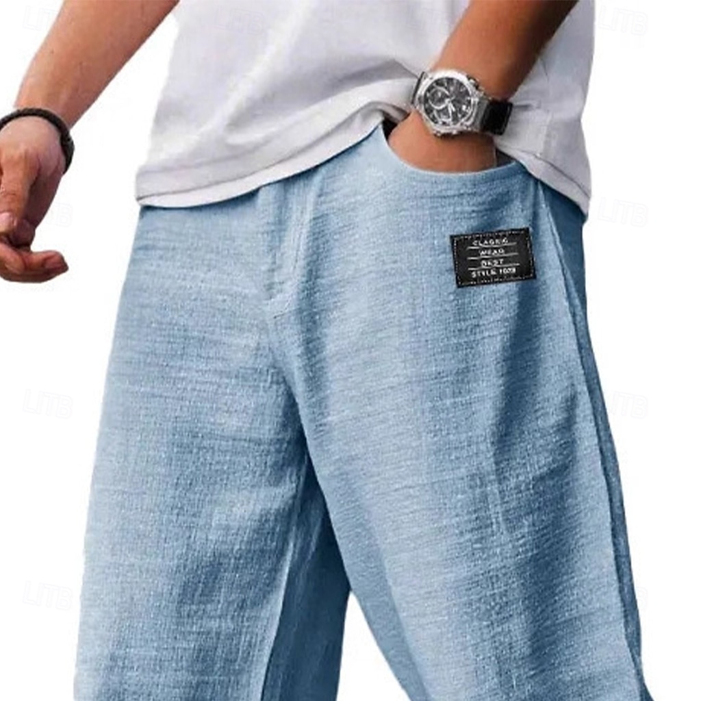 Herren Hose Sommerhose Baggy-Hosen Strandhose Elastischer Bund Gerader Schnitt Einfach Komfort Atmungsaktiv Volle Länge Lässig Täglich Ferien Urlaub Mode Blau Schwarz Unelastisch 2026 - $12.49 –P2