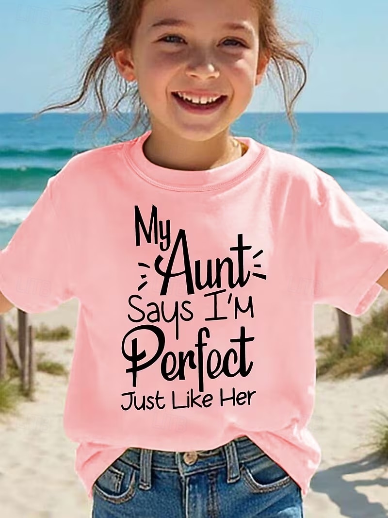 Mädchen 3D Grafik Buchstabe T-Shirt Kurzarm 3D-Druck Sommer Frühling Sport Mode Streetwear Kinder 4-12 Jahre Rundhalsausschnitt Lässig Täglich Outdoor Normale Passform 2026 - $12.99 –P5