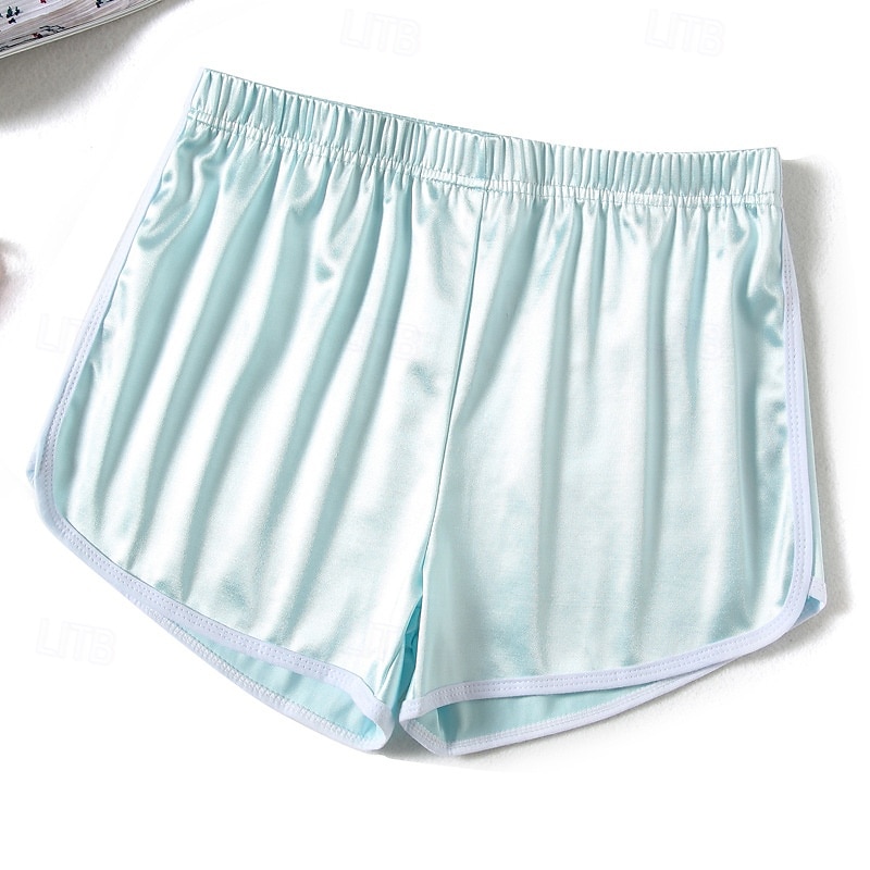 Women's Active Shorts Fashion Streetwear Casual Short Medium Waist Plain Elastic Waistband Comfy Breathable High Elasticity Daily Outdoor Vacation Light Sky Blue Navy Black Silvery Summer Spring 2026 - $13.99 –P6