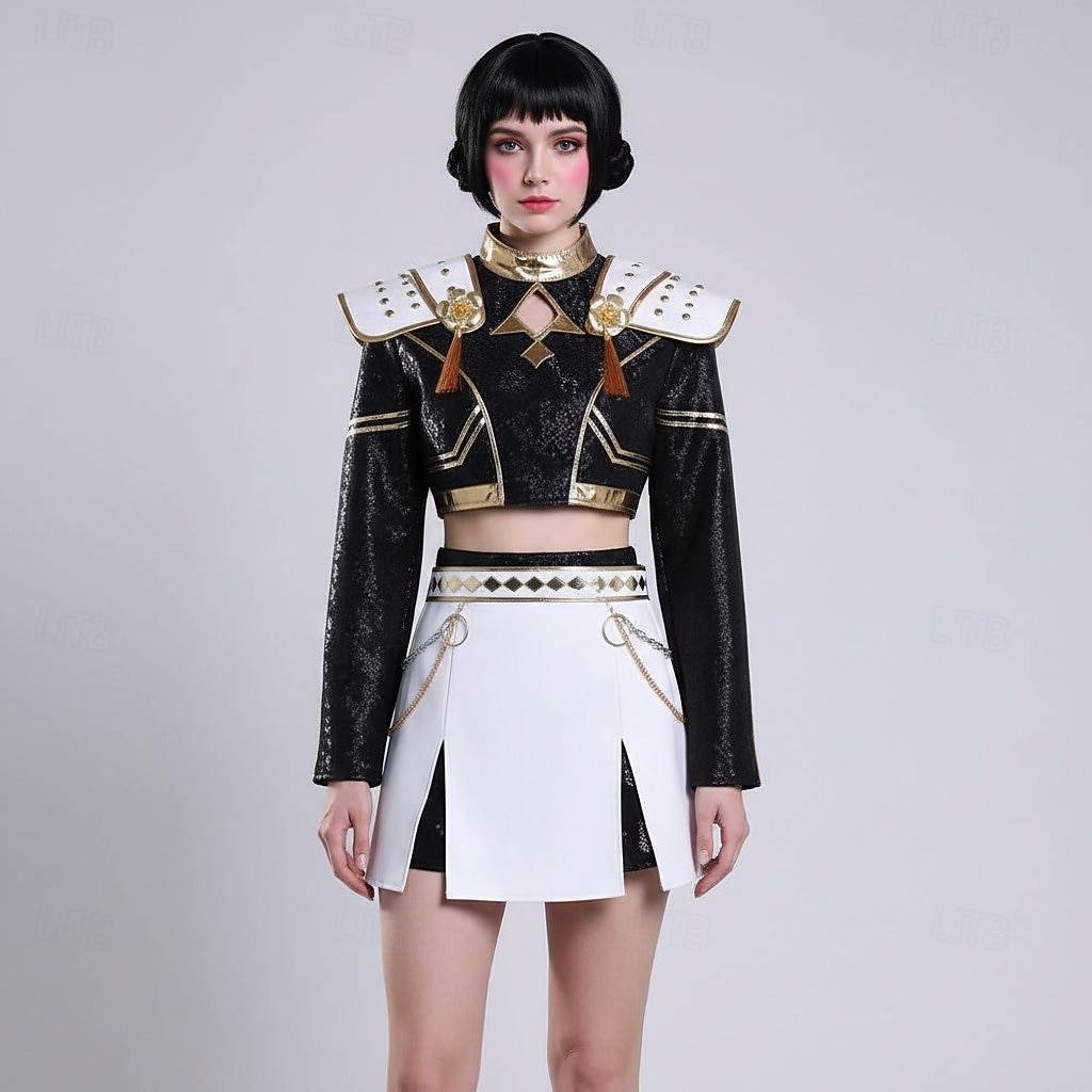 Inspirado en el Kpop Inspirado en ídolos coreanos Estrella del pop Disfraz Vestido llamativo Ídolo virtual for Mujer Adultos Víspera de Todos los Santos Carnaval Rendimiento Comic Con Exposición de 2026 - $105.99 –P16