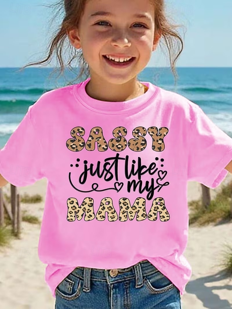 Mädchen 3D Grafik Buchstabe T-Shirt Kurzarm 3D-Druck Sommer Frühling Sport Mode Streetwear Kinder 4-12 Jahre Rundhalsausschnitt Lässig Täglich Outdoor Normale Passform 2026 - $14.49 –P4