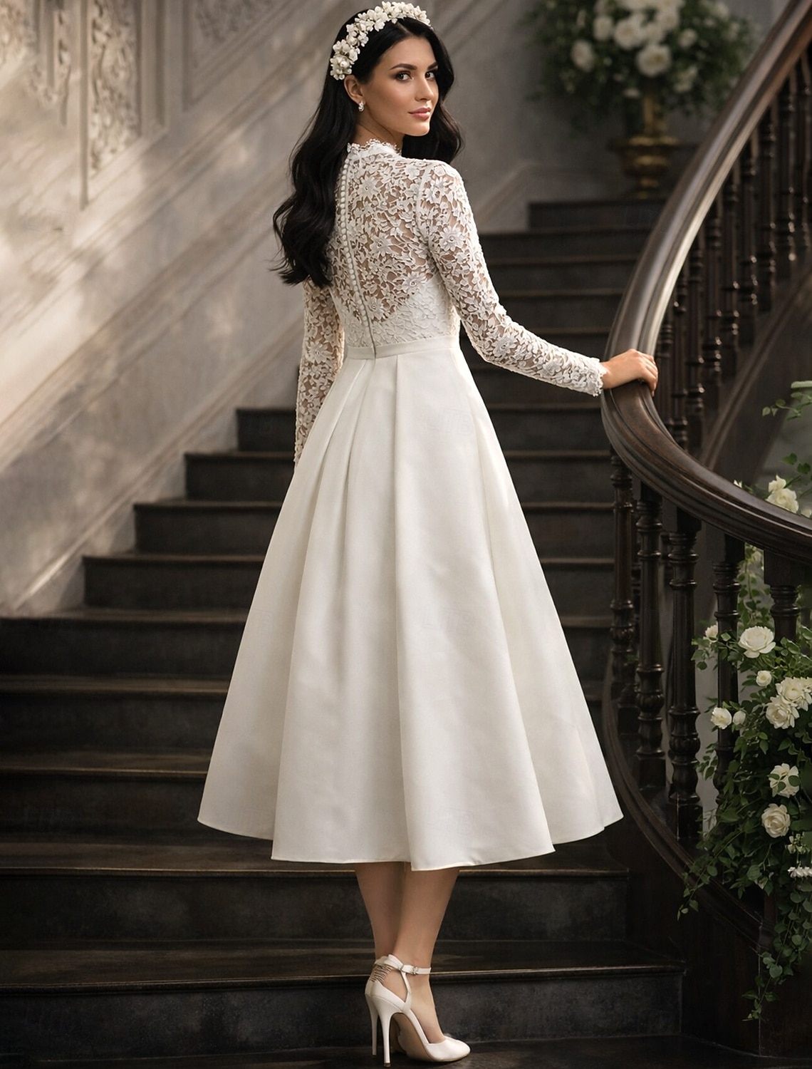 A-linja Polven yli Juhlamekko Coctail-asu Häävieraspuku Morsiammen äidin asu Pitkähihainen poolokaulus Seksikäs Häävieras Juhlavaatteet Syksy Joustava kangas kanssa Laskokset 2026 - $153.99 –P2